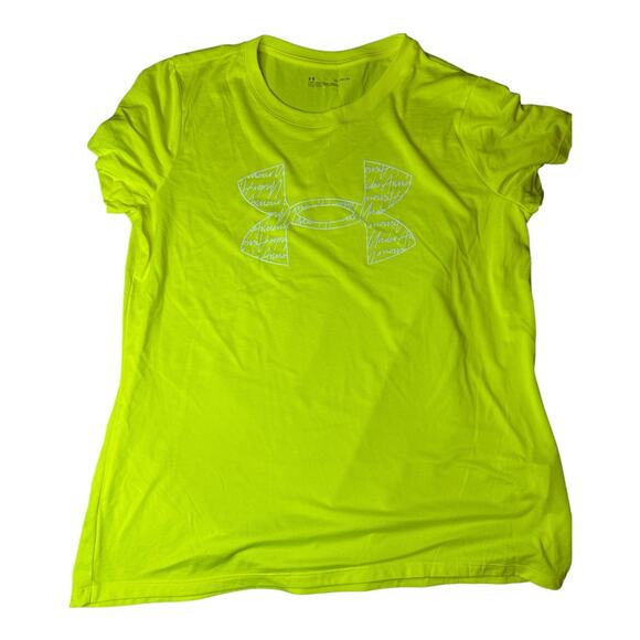 Under Armour Women’s XL Bright Lime Green Athletic T-Shirt Loose Fit Top - Picture 1 of 8